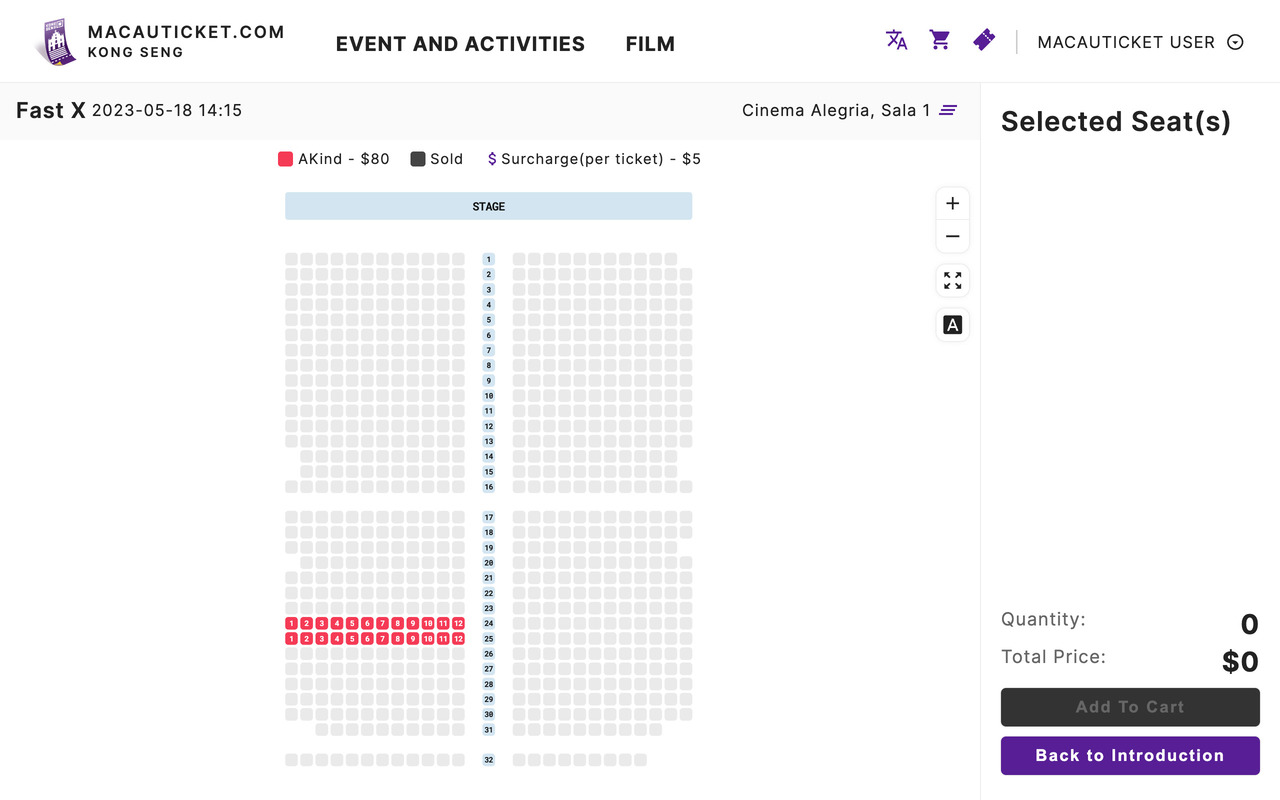 Enter the Seating Map