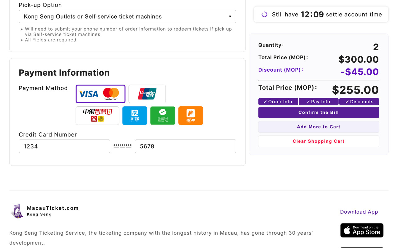Fill in the Payment Information